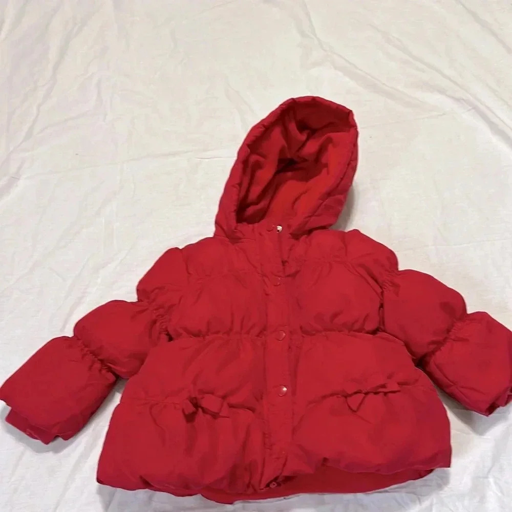 Gymboree Baby Girl Red Puffer Jacket Bows Sz 2T/3T